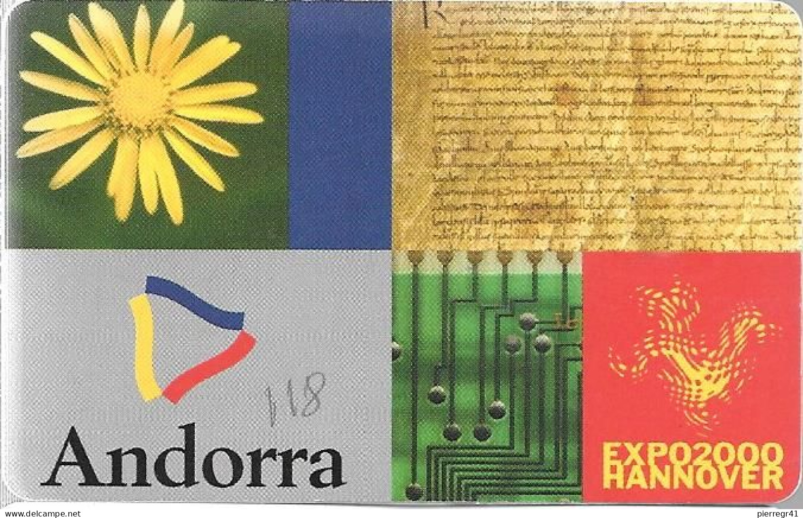 CARTE-PUCE-ANDORRE-50U-AND118-OB2-10/2000-EXPO 2000 HANNOVER-TBE - Andorre