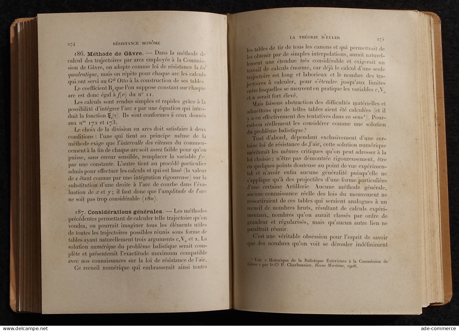 Balistique Extérieure Rationnelle - Ed. O. Doin - Com. Charbonnier - 1907 - Mathematik Und Physik