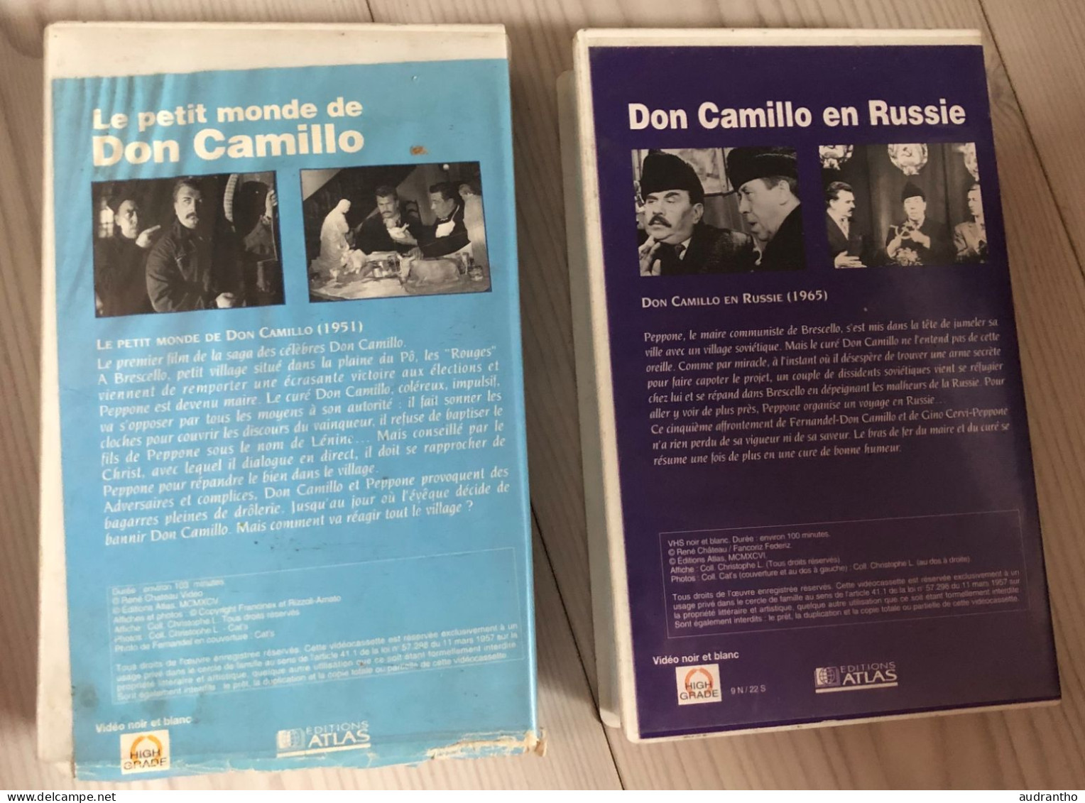2 Cassettes Vidéo VHS Noir Et Blanc 1965 Collector Le Petit Monde De Don Camillo Et DON CAMILLO En Russie Fernandel - Comédie