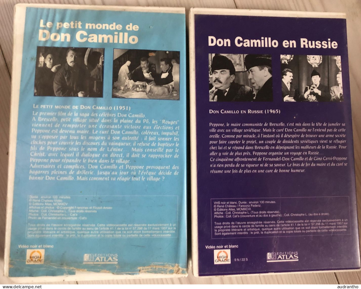 2 Cassettes Vidéo VHS Noir Et Blanc 1965 Collector Le Petit Monde De Don Camillo Et DON CAMILLO En Russie Fernandel - Komedie