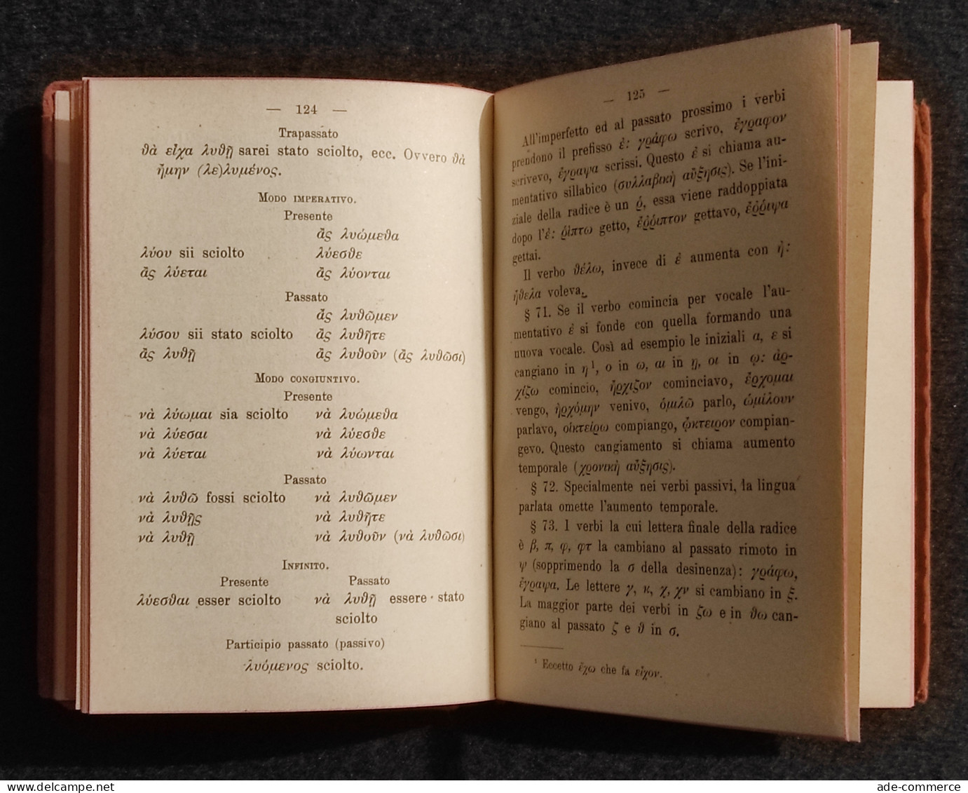 Grammatica Della Lingua Greca Moderna - Lovera - Manuale Hoepli - 1920 - Manuels Pour Collectionneurs