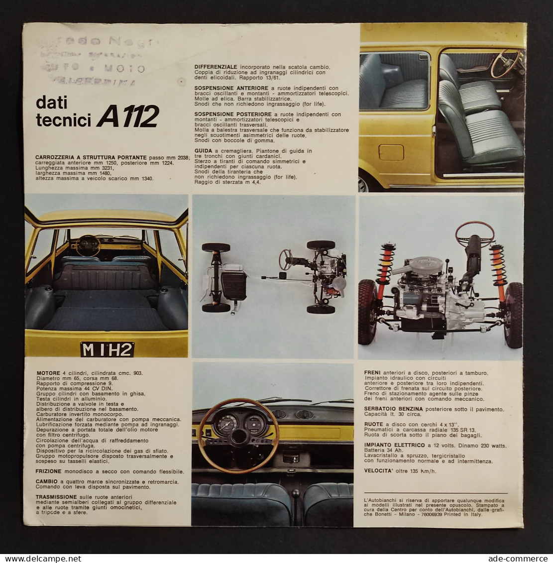 Autobianchi A 112 - Depliant - Motori