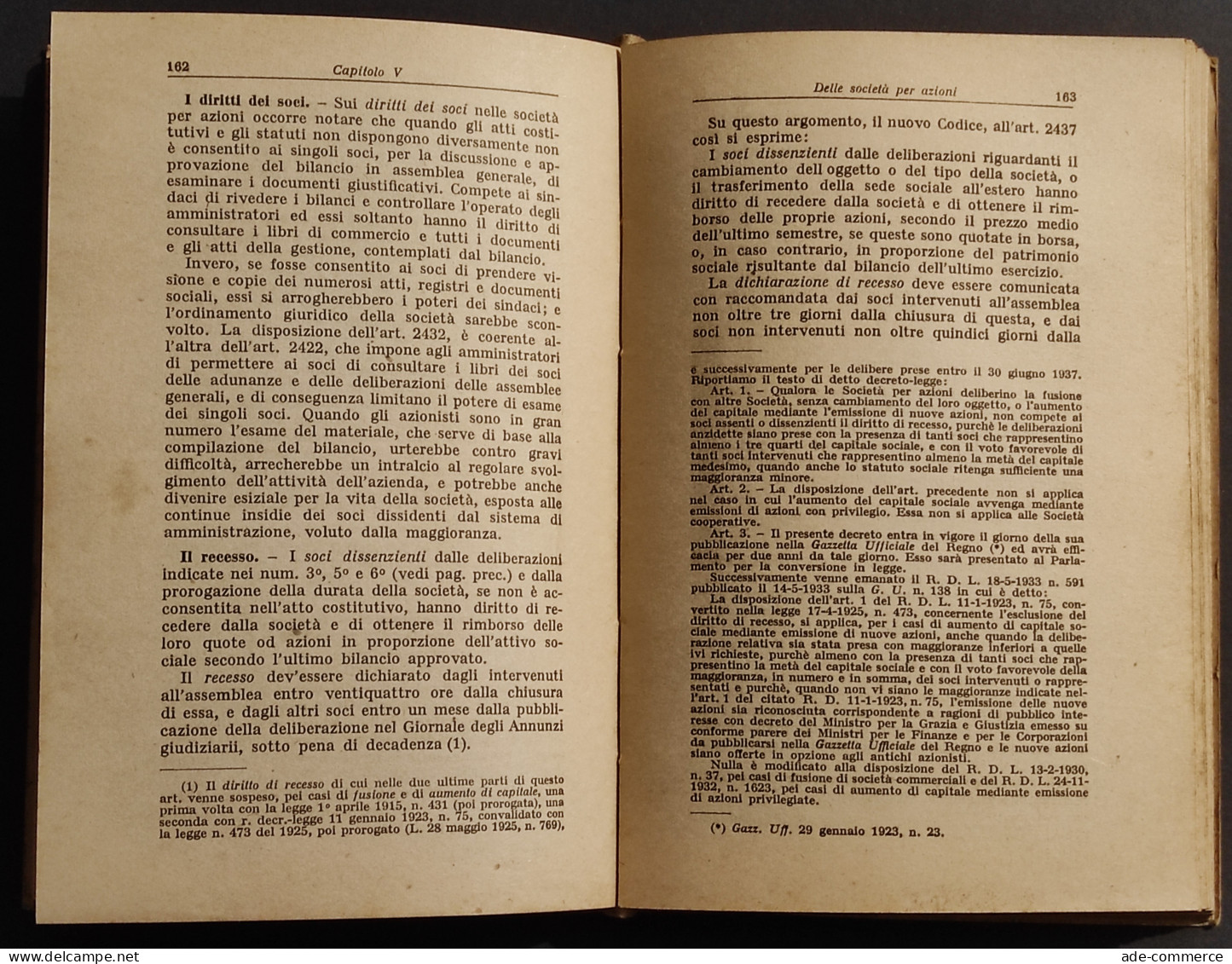 Le Società Commerciali Secondo Il Codice Civile - Dompé - Hoepli - 1945 - Manuels Pour Collectionneurs