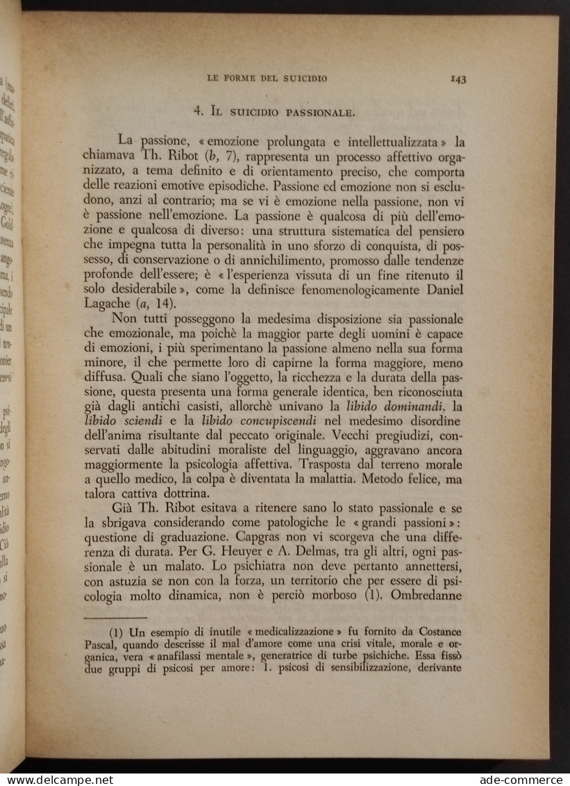 Psicologia Del Suicidio - G. Deshaies - Ed. Astrolabio - 1951 - Medecine, Psychology