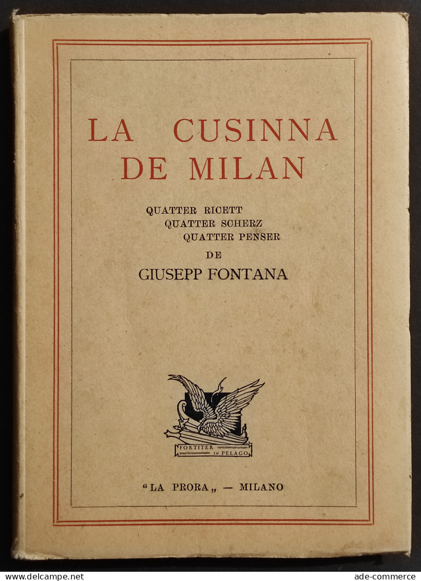 La Cusinna De Milan - G. Fontana - Ed. La Prora - 1938 - Casa Y Cocina