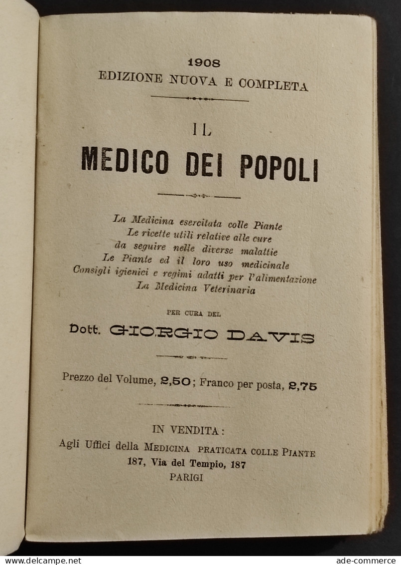 Il Medico Dei Popoli - Dottor G. Davis - 1908 - Medicina - Medicina, Psicologia