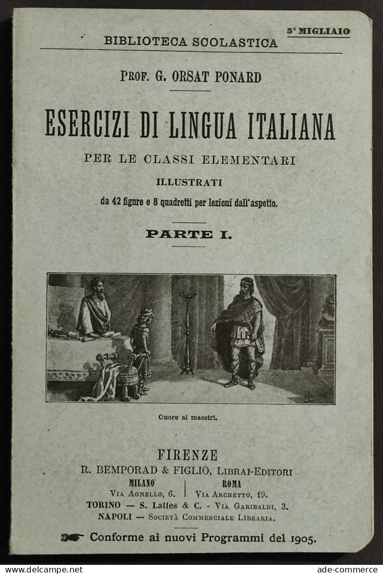 Esercizi Di Lingua Italiana Parte I - G. O. Ponard - Ed. Bemporad - 1904 - Niños