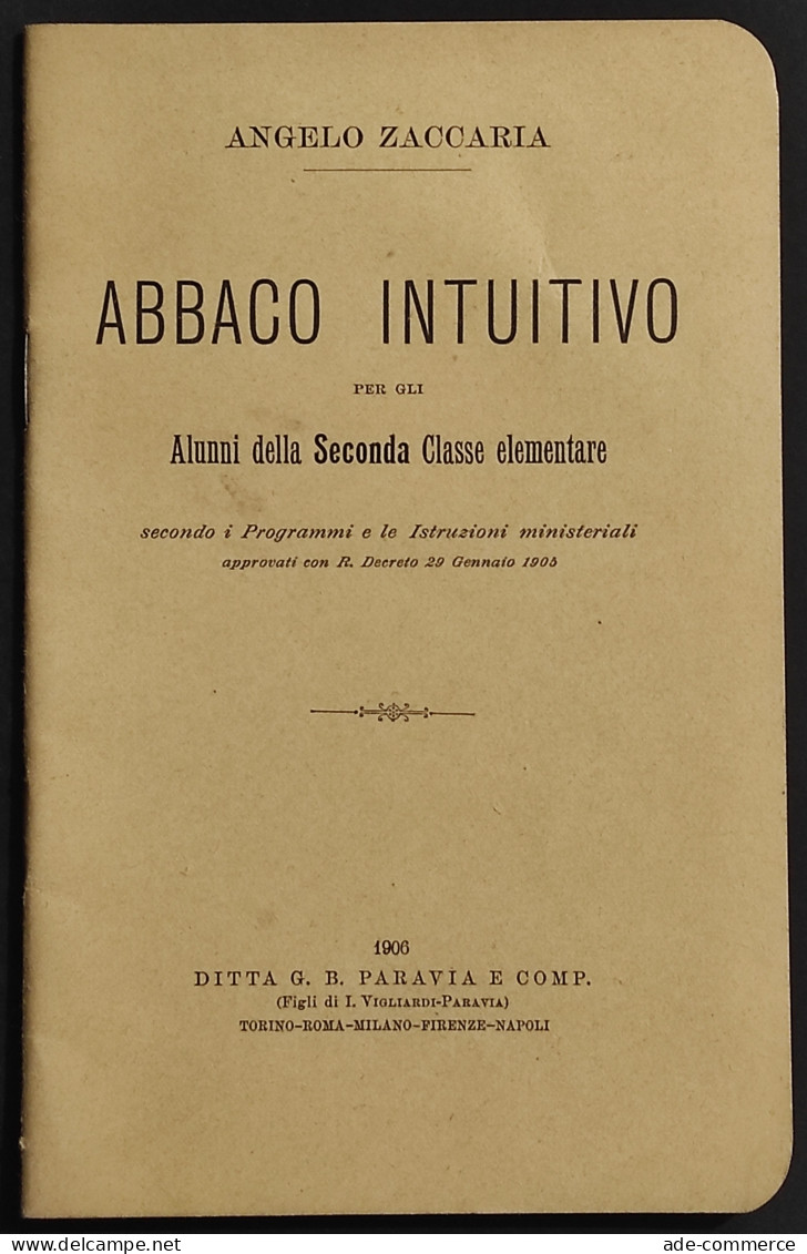 Abbaco Intuitivo - A. Zaccaria - Ed. Paravia - 1906 - Kinder