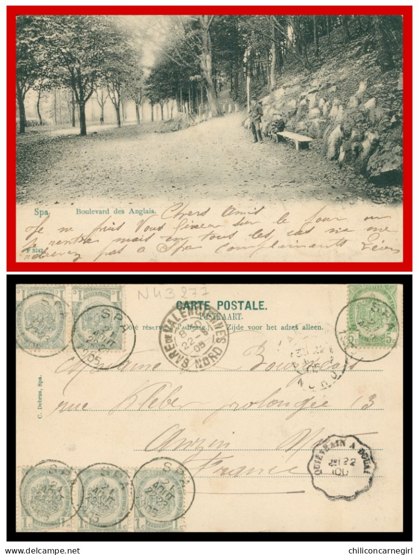 * LIEGE - SPA - Boulevard Des Anglais - Animée - Edit. DEBRUS - Convoyeur Ambulant Ligne QUIEVRAIN à DOUAI - 1905 - Spa