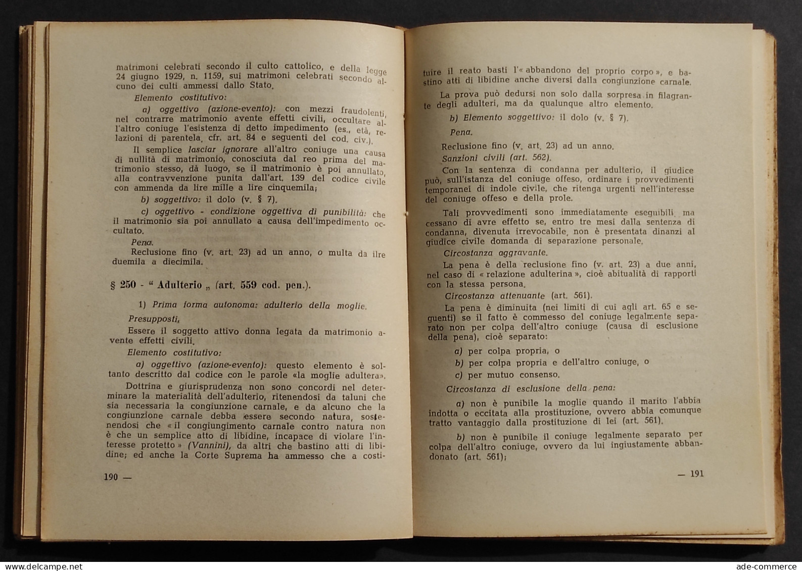 Diritto Penale Parte Speciale - R.A. Frosali - Ed. Manuali Cetim - 1950 - Sociedad, Política, Economía