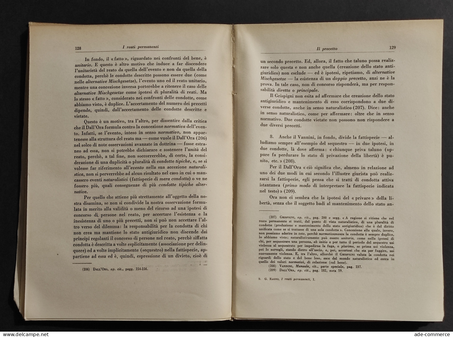 I Reati Permanenti Vol I - G. Ragno - Ed. Giuffrè - 1960 - Société, Politique, économie