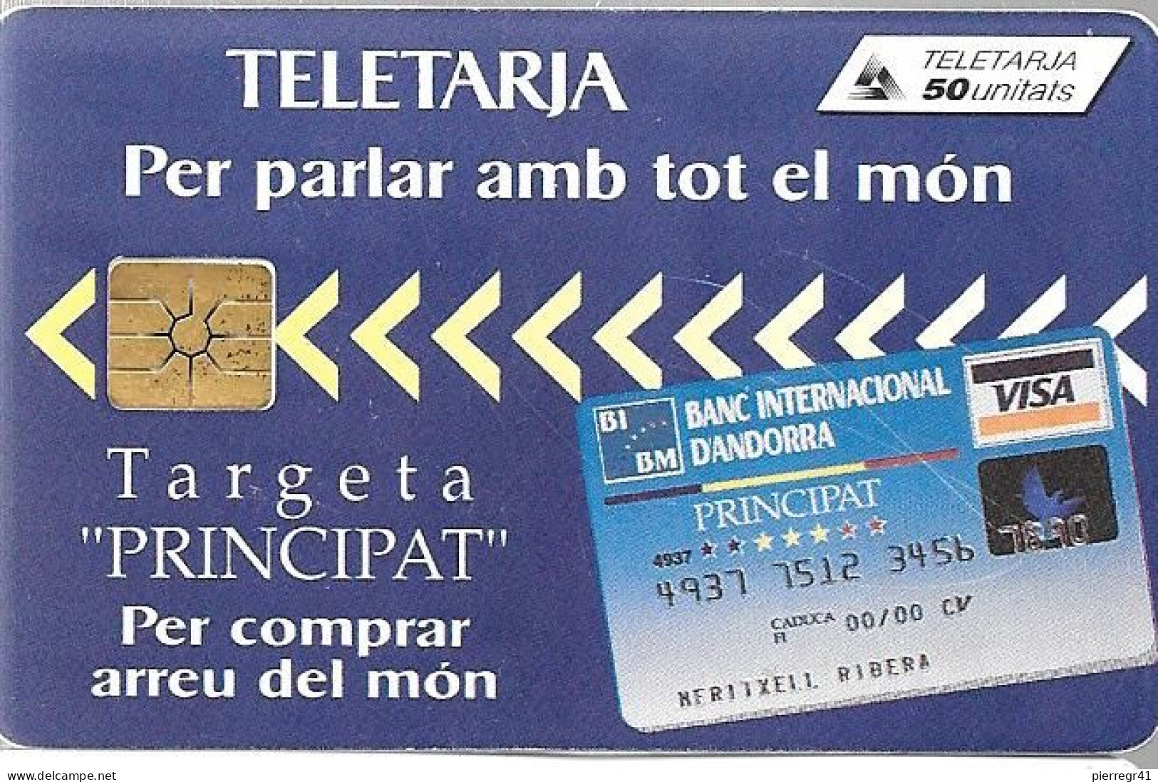 CARTE-PUCE-ANDORRE-50U-AND27-GEMB Fond Rouge-BANQUE MORA-Utilisé-TBE- - Andorre