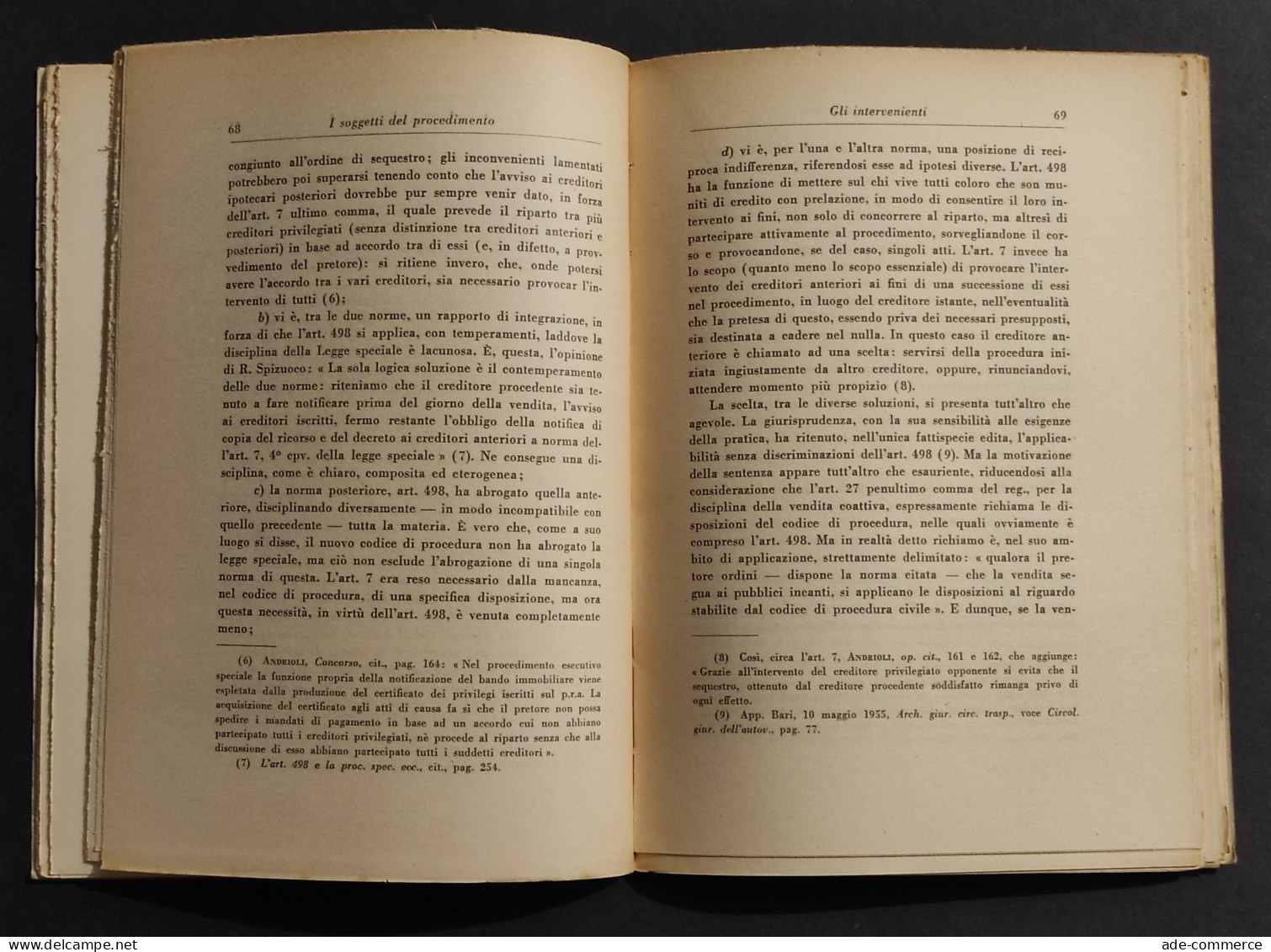 Esecuzione Forzata Speciale Sugli Autoveicoli Nel P.R.A. - Ed. Giuffrè - 1959 - Sociedad, Política, Economía