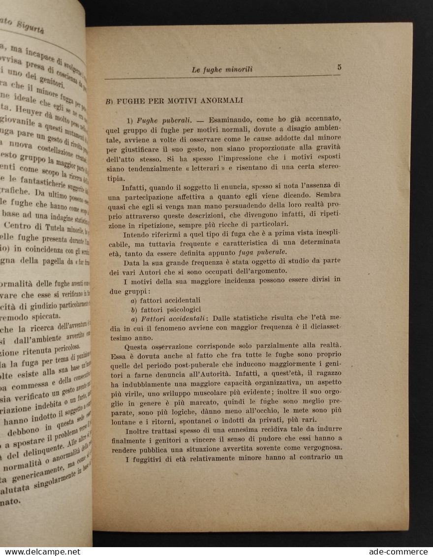 Le Fughe Minorili - R. Sigurtà - Ed. Giuffrè - 1955 - Société, Politique, économie