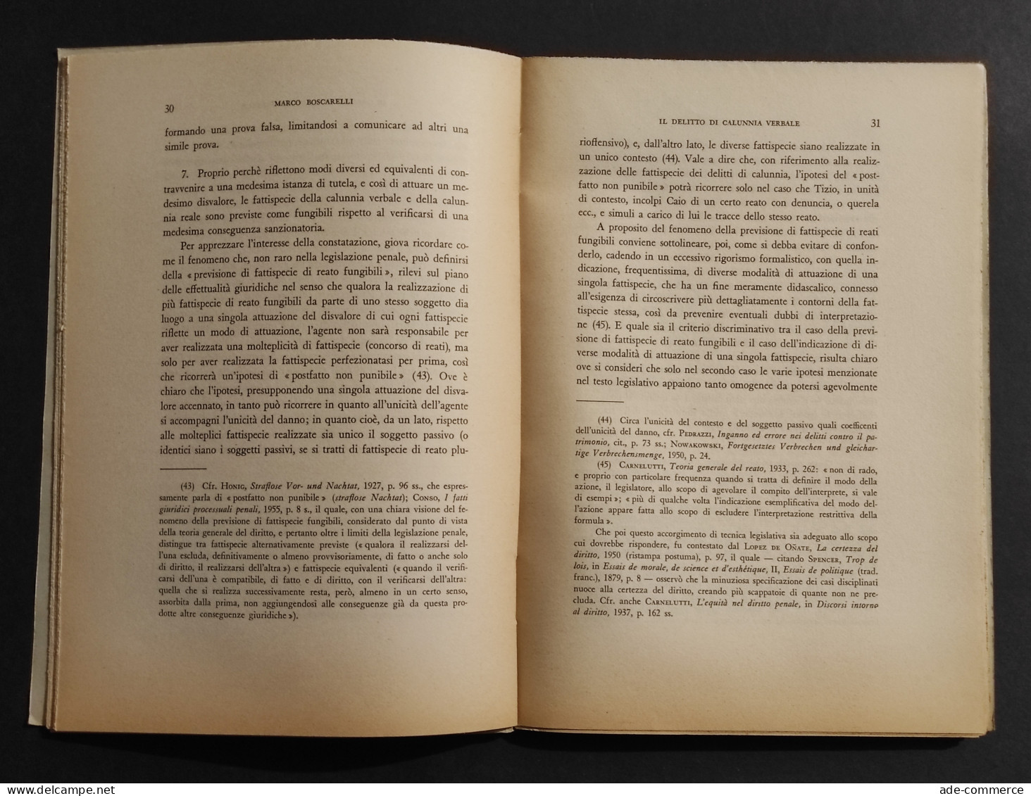 Il Delitto Di Calunnia Verbale - M. Boscarelli - Ed. Giuffrè - 1961 - Société, Politique, économie