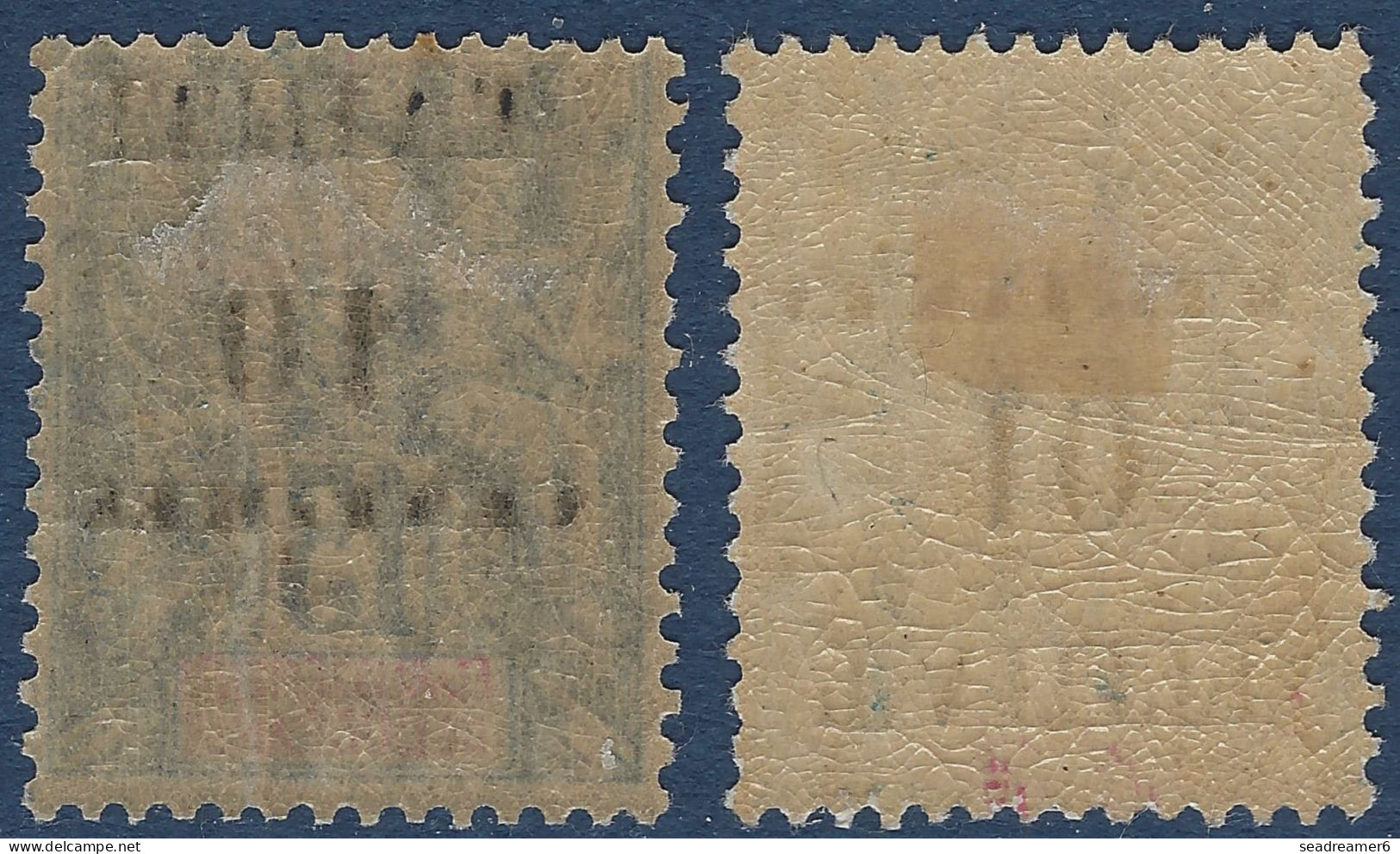 France Colonies TAHITI N°33* & 33a* 10c Sur 15c Bleu Surcharge Type I Normale + 1  Variété Surcharge Renversée Frais TTB - Unused Stamps