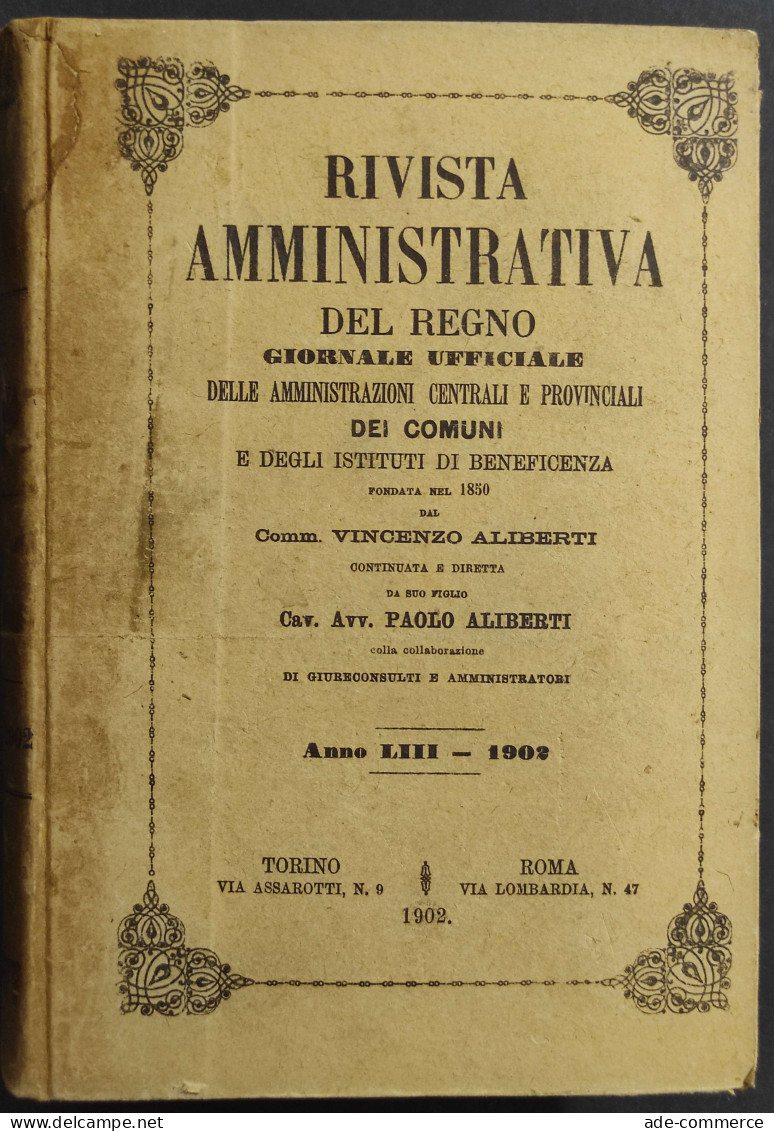 Rivista Amministrativa Del Regno 1902 - Giornale Ufficiale - Sociedad, Política, Economía