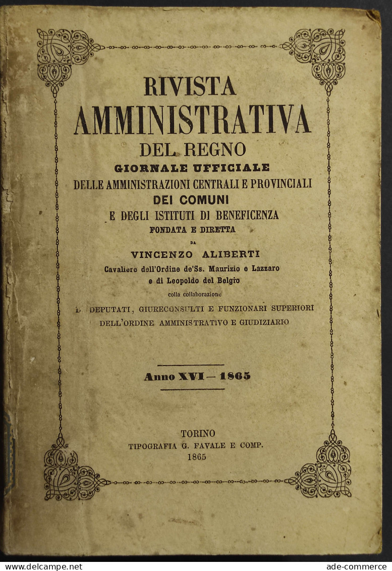 Rivista Amministrativa Del Regno 1865 - Giornale Ufficiale - Ed. Favale - Société, Politique, économie