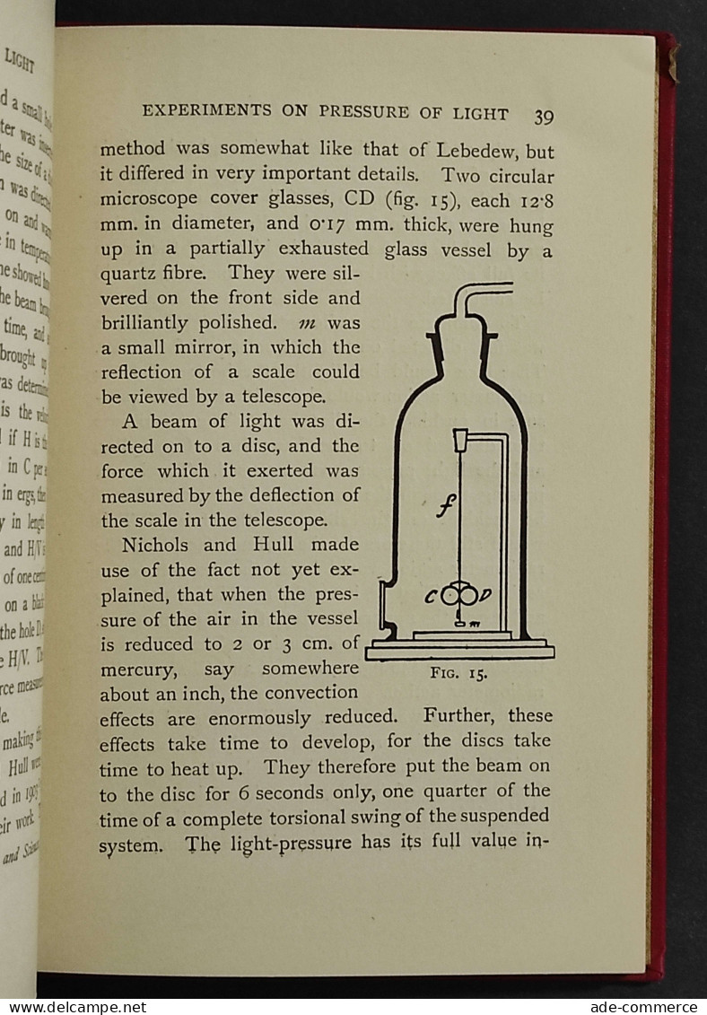 The Pressure Of Light - J.H. Poynting - Ed. Knowledge - 1910 - Wiskunde En Natuurkunde
