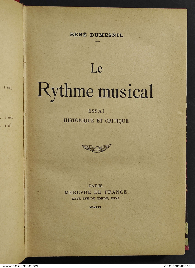 Le Rythme Musical - R. Dumesnil - Ed. Mercure De France - 1921 - Film En Muziek