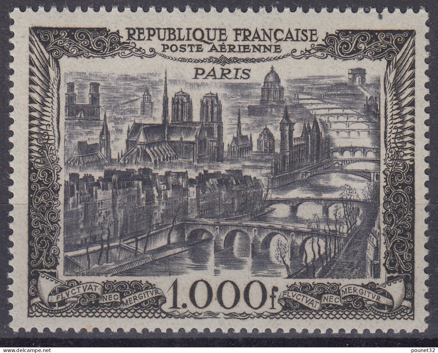 FRANCE : POSTE AERIENNE PARIS 1000F N° 29 NEUF ** GOMME SANS CHARNIERE - COTE 165€ - 1927-1959 Neufs