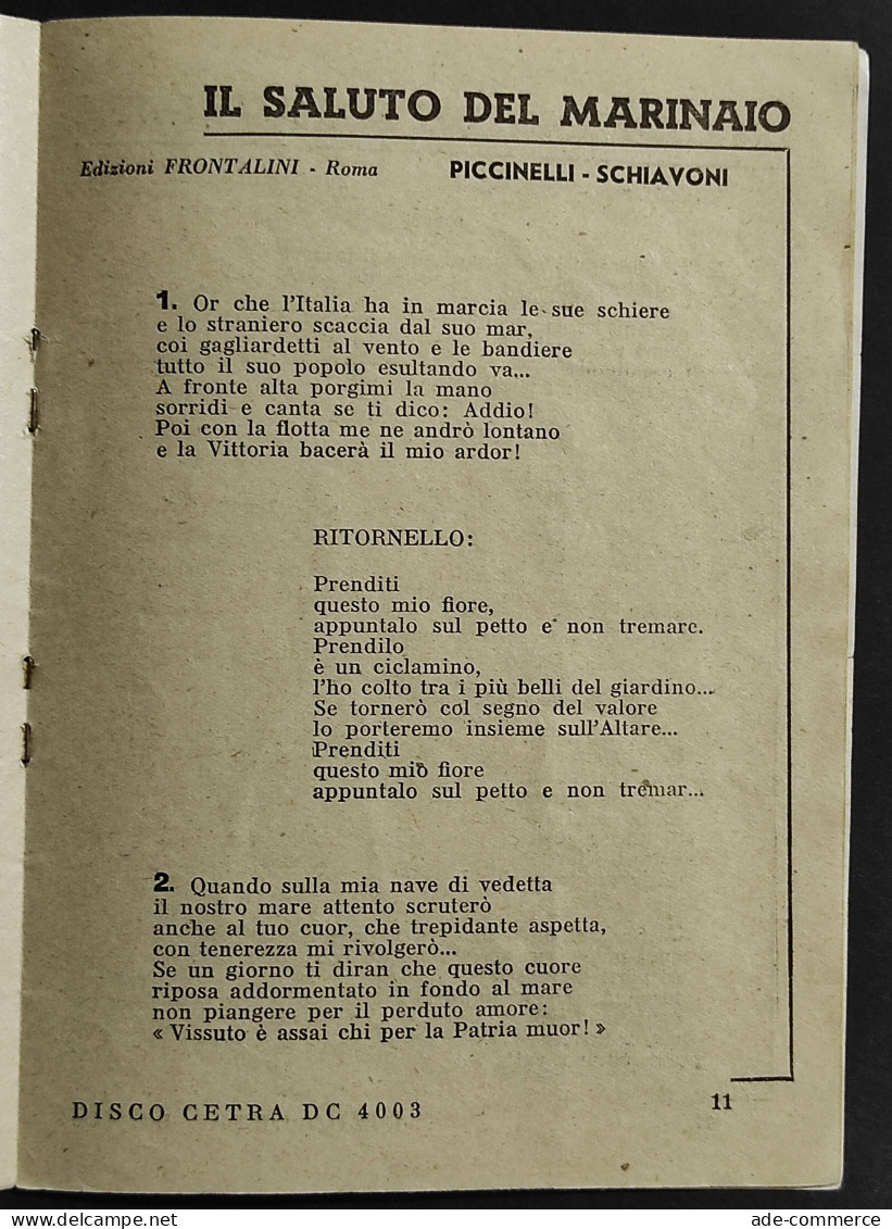 Canzoni Del Tempo Di Guerra - Ed. Edifilm - N. 1 Maggio 1942 - Cinema Y Música