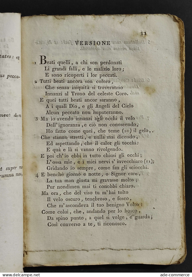 I Sette Salmi Penitenziali Di D. Alighieri E F. Petrarca - 1827 - Libri Antichi