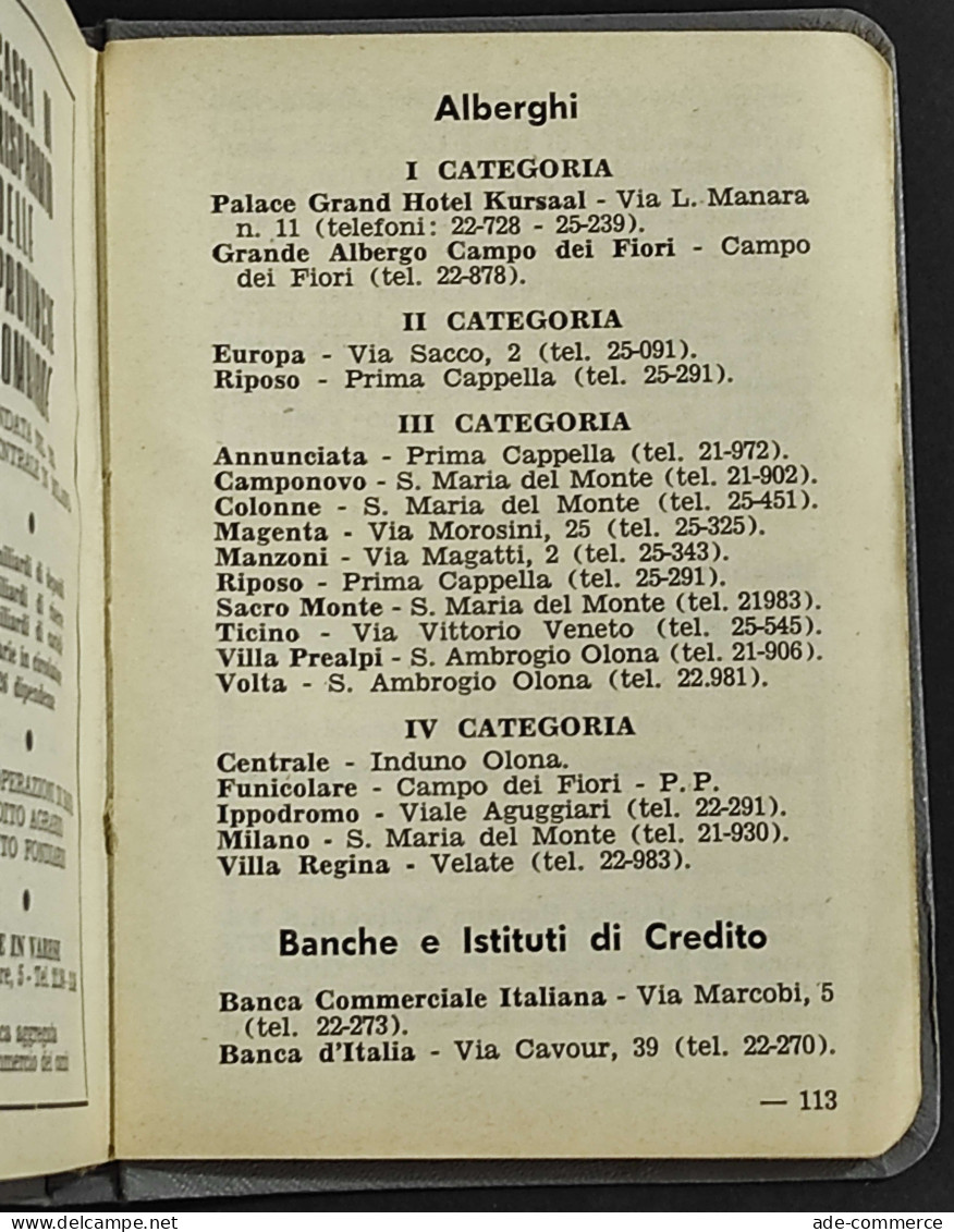 Indicatore Stradale E Guida Della Città Di Varese - Ed. Taborelli - 1956 - Toerisme, Reizen