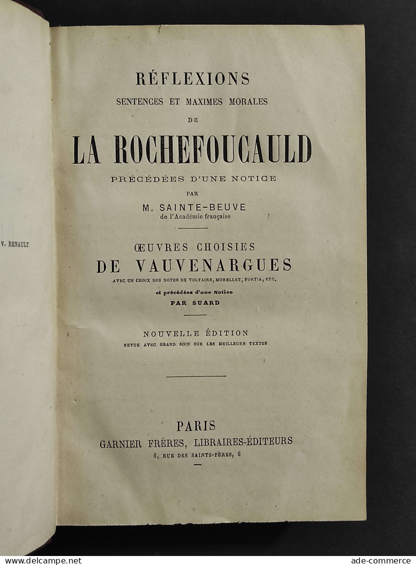 Reflexion De La Rochefoucauld - M. Sainte-Beuve - Ed. Garnier Freres - Libri Antichi