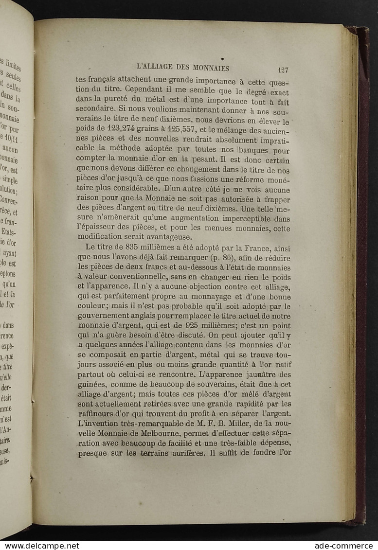 La Monnaie Et Le Mecanisme Ded L'Echange - W. S. Jevons - Ed. Bailliere - 1876 - Libri Antichi