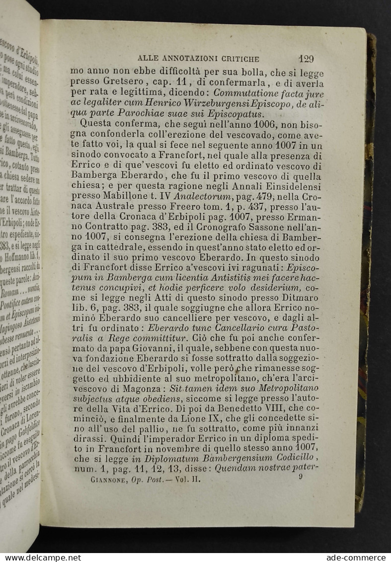 Opere Postume Di Pietro Giannone - Ed. M. Lombardi - 1866 - 2 Vol. - Libri Antichi