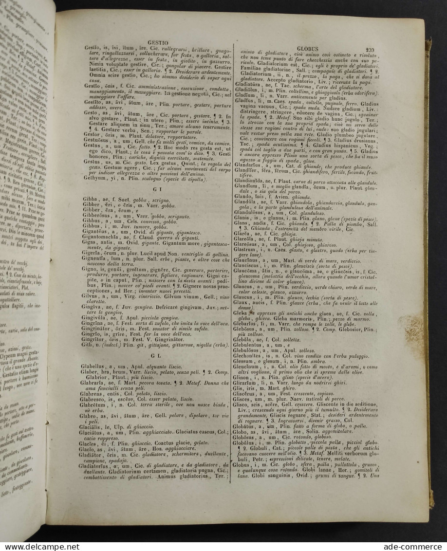 Lexicon Latini Italique Sermonis - Vocabolario Italiano-Latino - 1851/53 - 2 Vol. - Libri Antichi