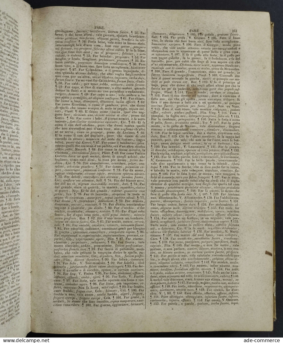 Lexicon Latini Italique Sermonis - Vocabolario Italiano-Latino - 1851/53 - 2 Vol. - Libri Antichi