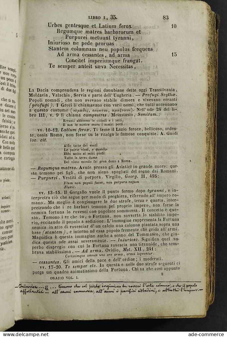 Opere Purgate - Q. Orazio Flacco - Ed. Aldina - 1865 - 2in1 - Libri Antichi