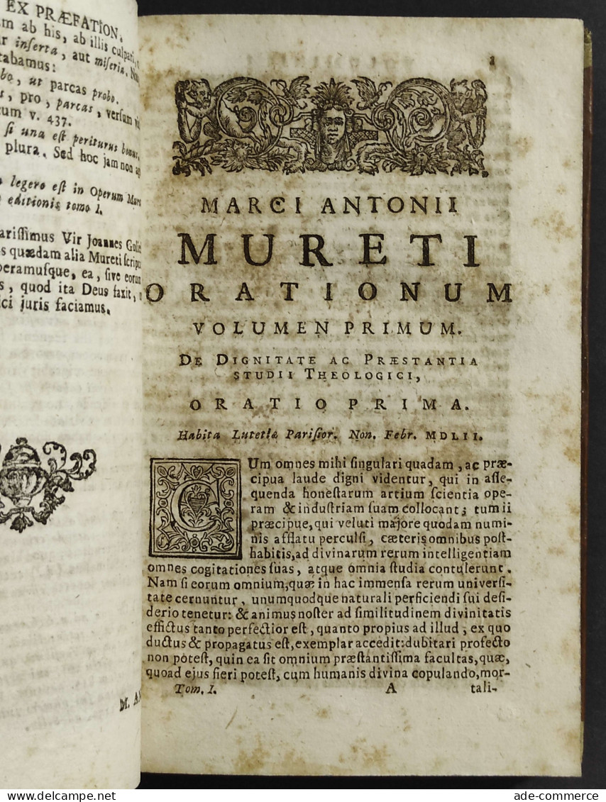 Mureti Orationes Et Epistole - M. Antonii - Typ. Bortoli - 1759 - Tomus I - Libri Antichi