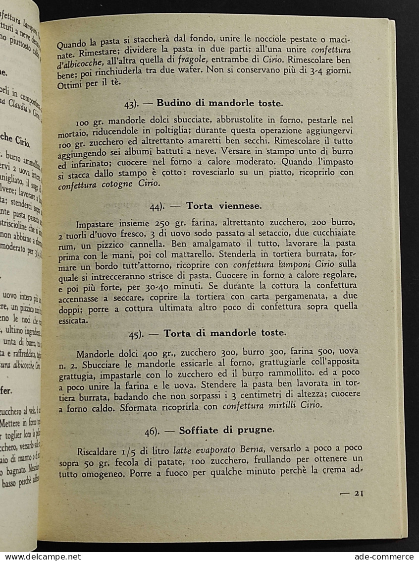 Confetture Cirio - Raccolta Di Ricette - Per Tutte Le Età - 1954 - House & Kitchen