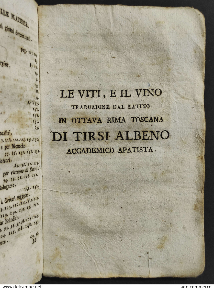 Bacco In Toscana - Centocinquanta Brindisi - F. Redi - 1803 - Libri Antichi