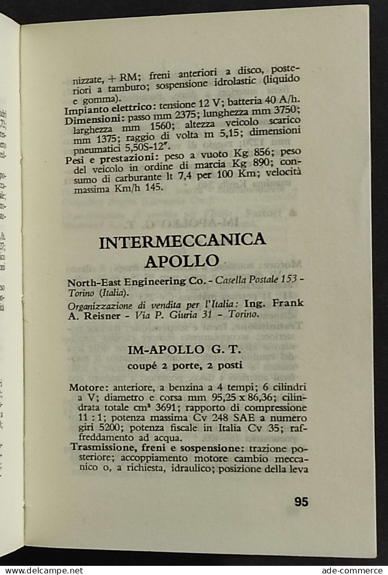 Caratteristiche Tecniche Degli Autoveicoli Esposti - 45° Salone - 1963 - Motores