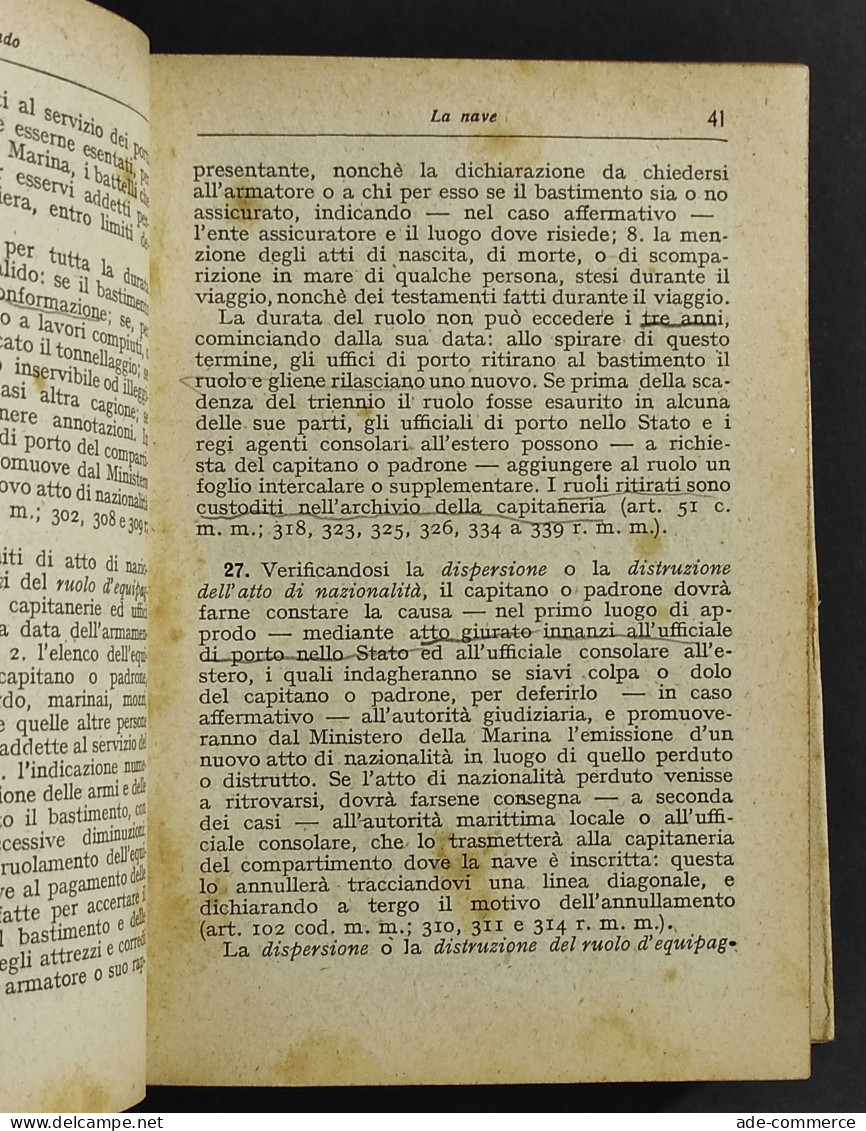 Diritto Marittimo - A. Sisto - Ed. Hoepli - 1920 - Handbücher Für Sammler