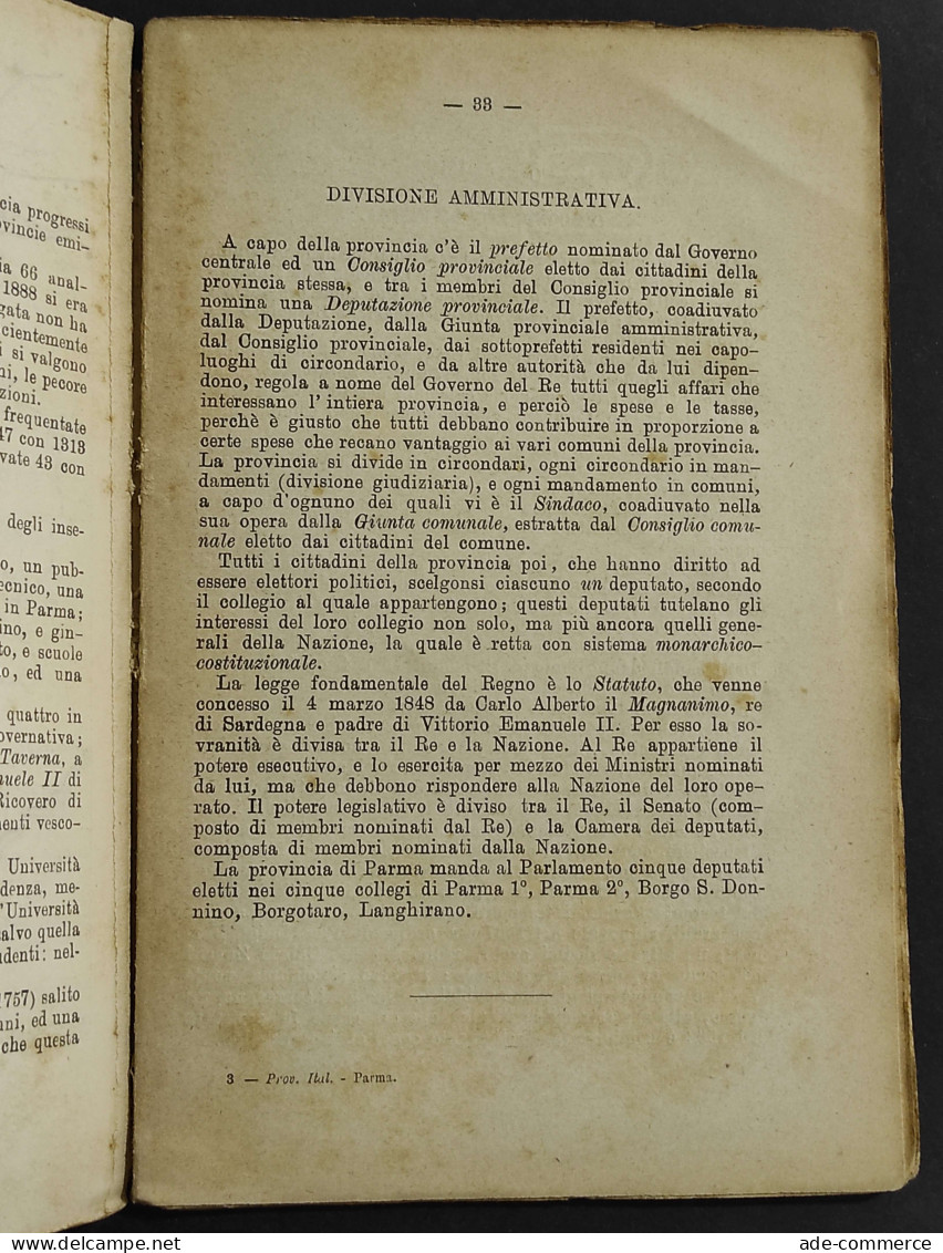 Le Provincie D'Italia - Provincia Di Parma - S. Corti - Ed. Paravia - 1894 - Libri Antichi