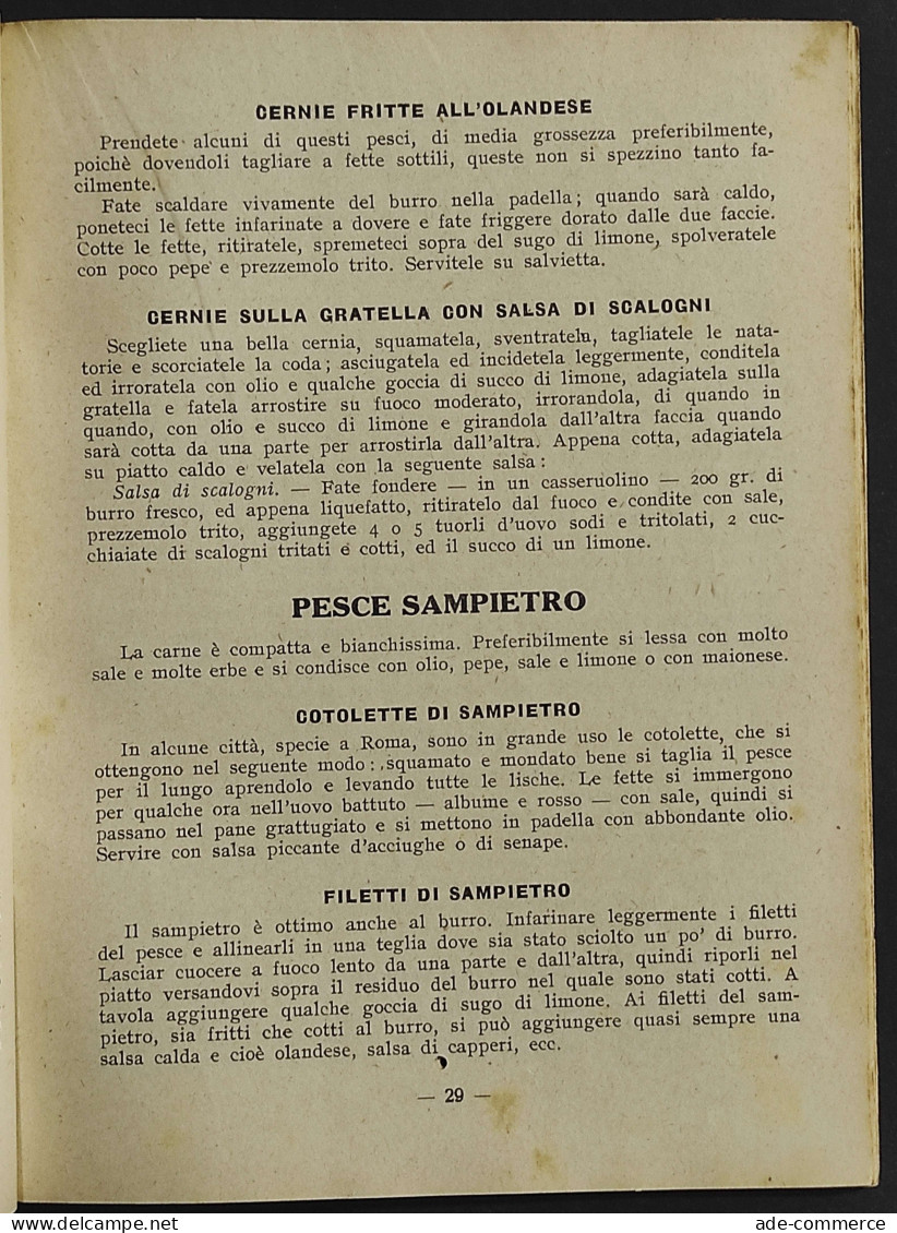 Ricettario Genepesca - 1937 - Dall'Atlantico Alla Vostra Tavola - Casa E Cucina