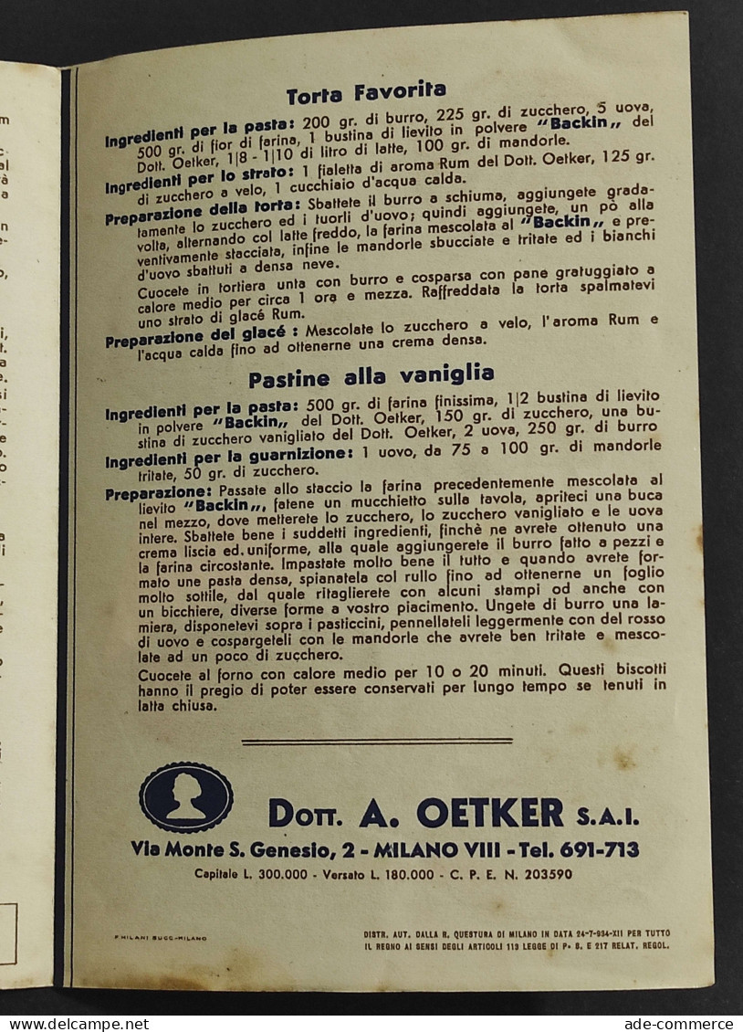 Ricette Oetker - 1934 - Depliant - House & Kitchen