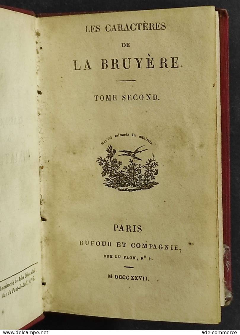 Les Caracteres De La Bruyere/Theopraste - Ed. Dufur - 1827 - 3 Vol. - Libri Antichi