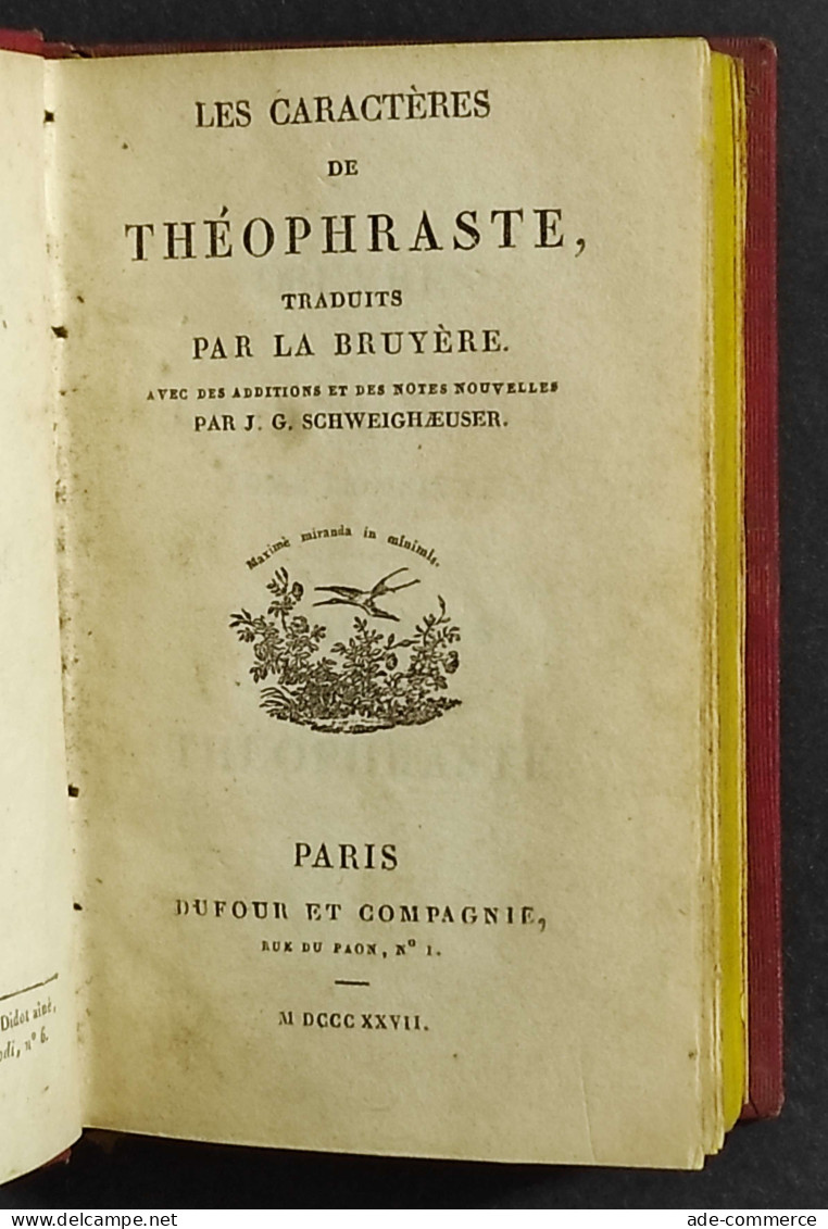 Les Caracteres De La Bruyere/Theopraste - Ed. Dufur - 1827 - 3 Vol. - Libri Antichi