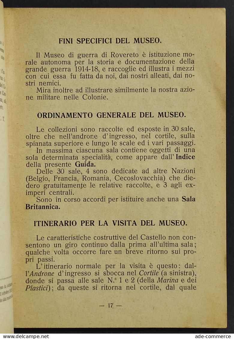 Guida Museo Storico Di Guerra In Rovereto Trentino - 1930 - Toerisme, Reizen