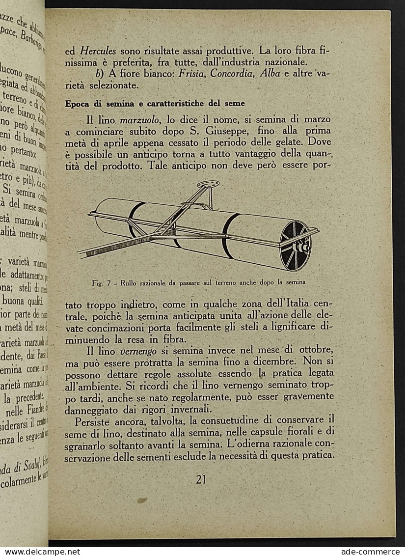 Il Lino - A. D. Delle Rose - Ed. REDA - 1943 - Jardinería