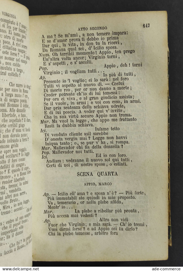 Tragedie Di Vittorio Alfieri Da Asti - Ed. Ferrario - 1857 - 2 Vol. In Uno - Libri Antichi