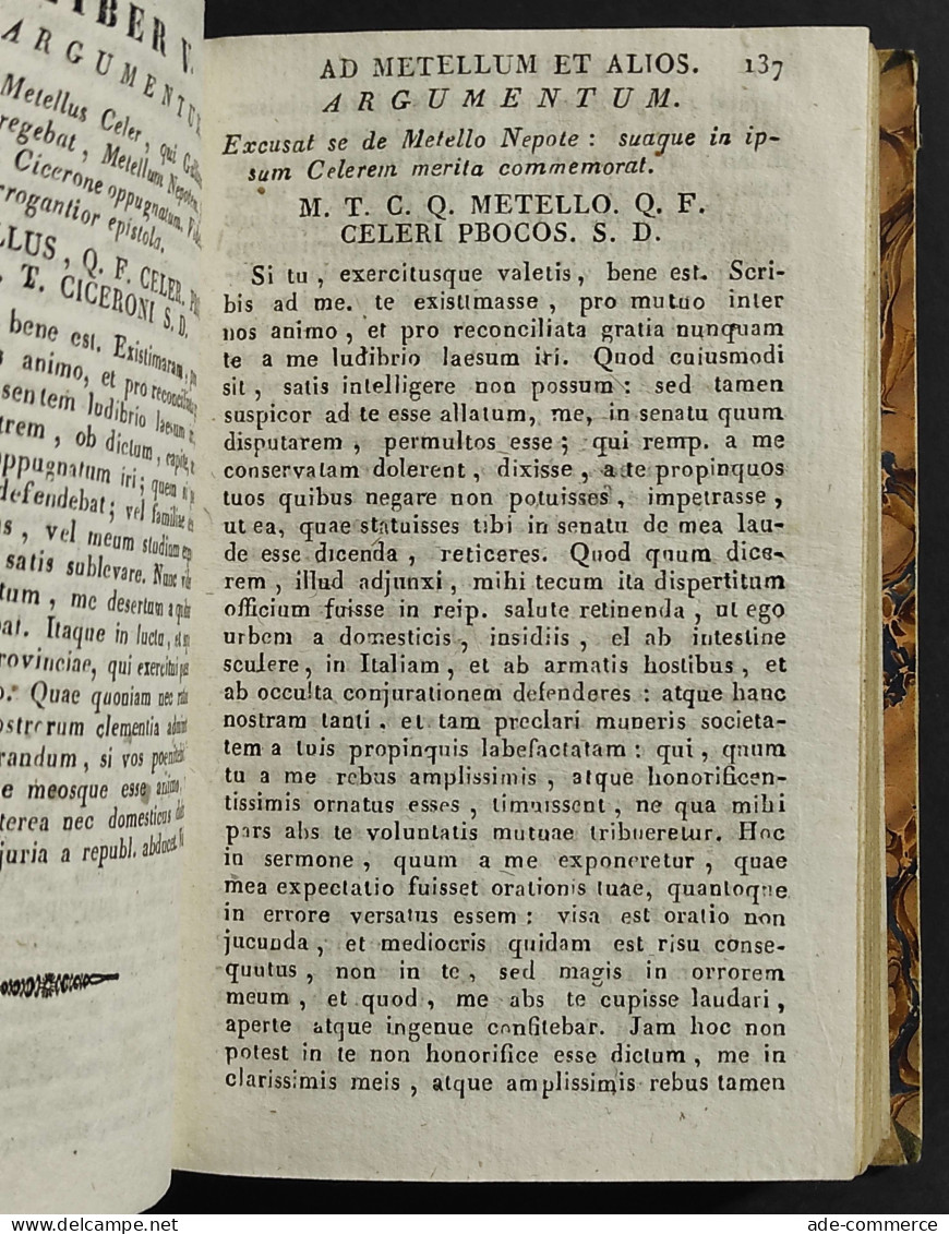 Epistolarum Ad Familiares - M. Tullii Ciceronis - Ed. Seguin - 1839 - Libri Antichi