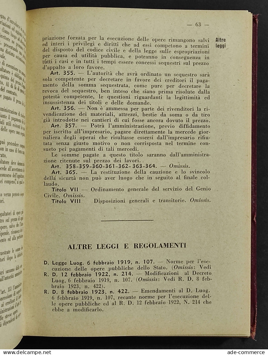 Leggi E Regolamenti Per L'Edilizia - E. Protti - Ed. Tecniche-Utilitarie - 1935 - Société, Politique, économie