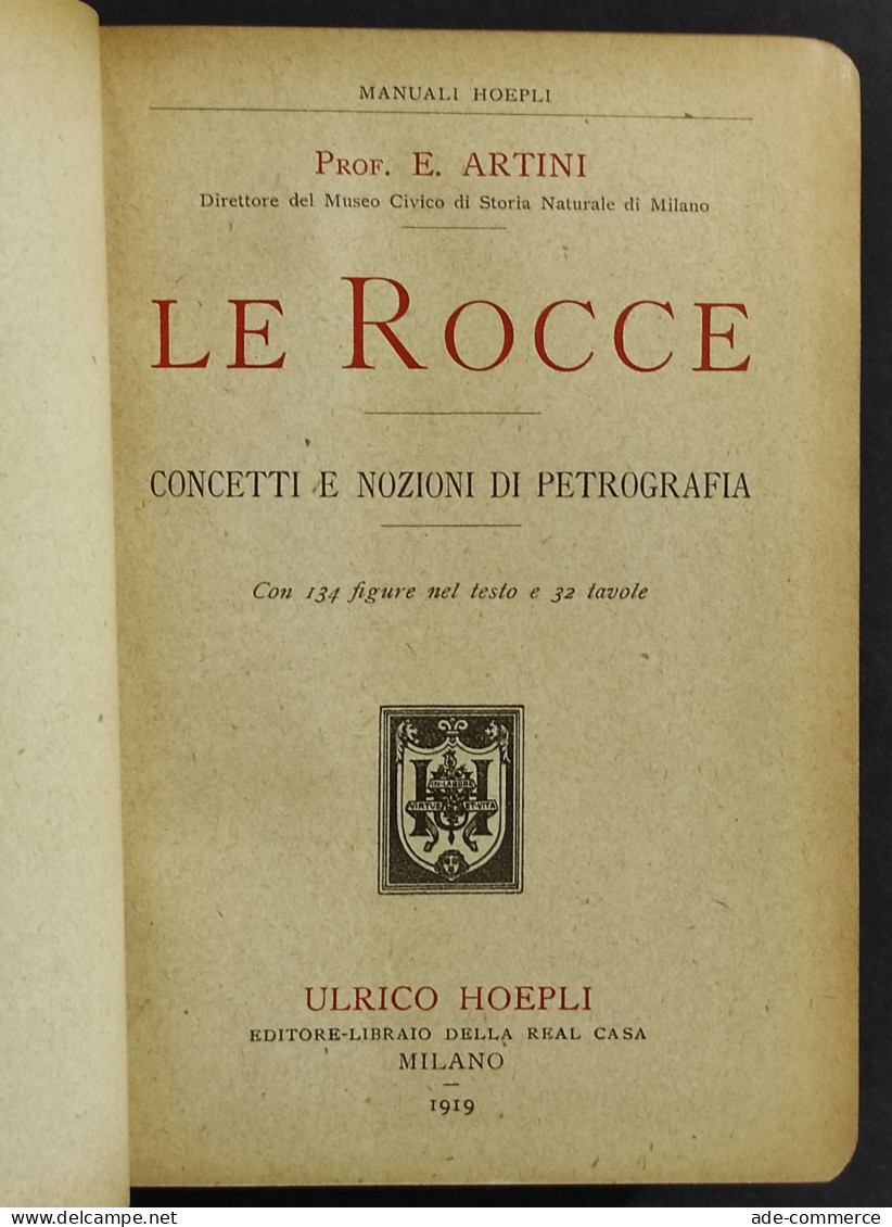 Le Rocce - E. Artini - Ed. Hoepli - 1919 - Manuales Para Coleccionistas